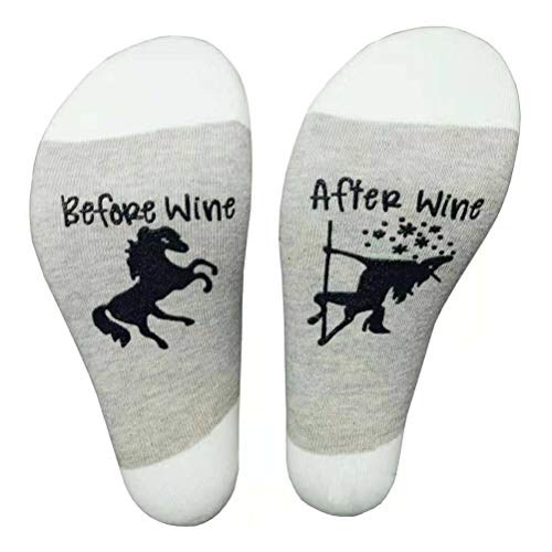 Unisex Before Wine After Wine Funny Unicorn Wine Socks