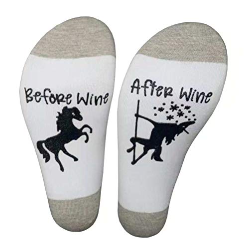 Unisex Before Wine After Wine Funny Unicorn Wine Socks