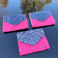 Vindigo pink wallets with varied batik flap designs
