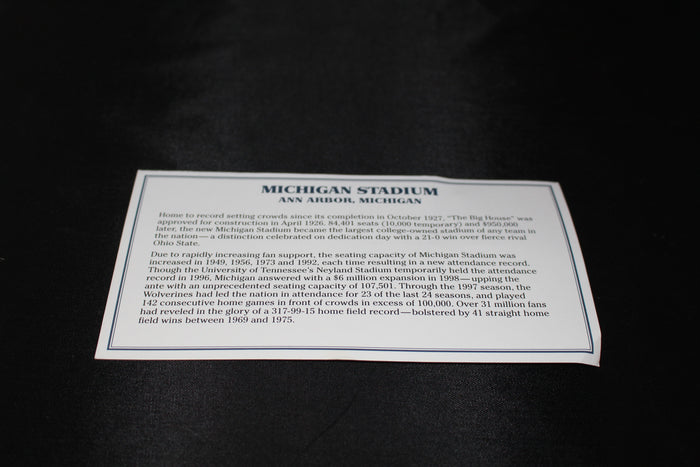 University of Michigan Football Stadium Danbury Mint Replica - Vintage Indy Sports