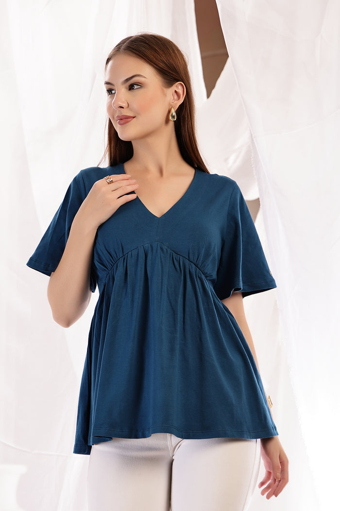 Airforce Cotton Top; V-neck design provides style and comfortable fit for all phases.