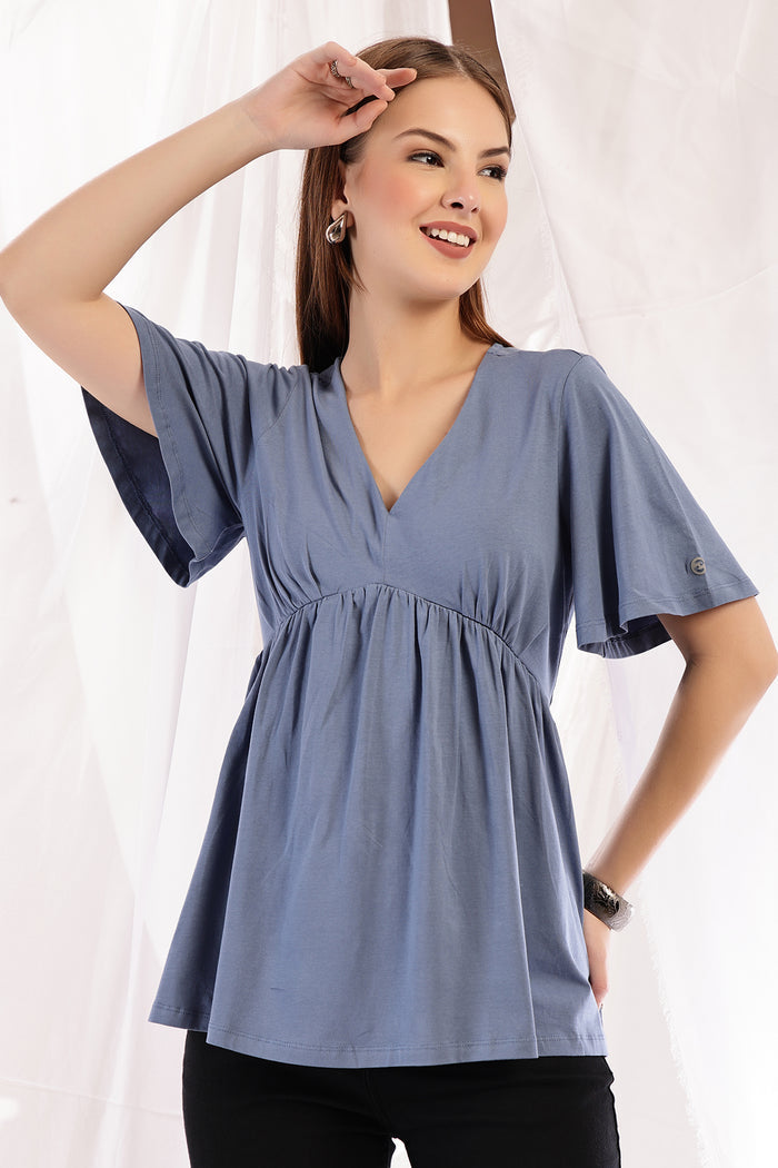 M Blue Cotton Top; color offers comfort and style for daily wear.