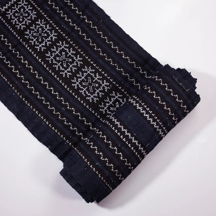 Vintage cross-stitch embroidery roll, multiple zigzag stitches