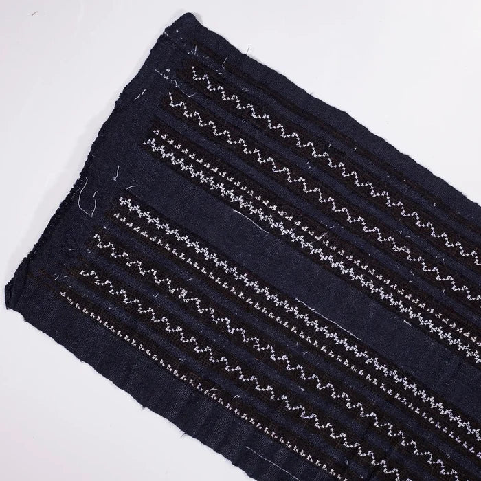 Vintage cross-stitch embroidery roll, multiple zigzag stitches