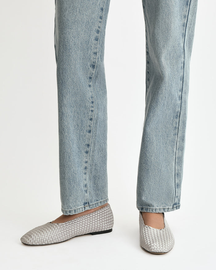 VIVIENNE CASUAL FLATS SILVER SATIN