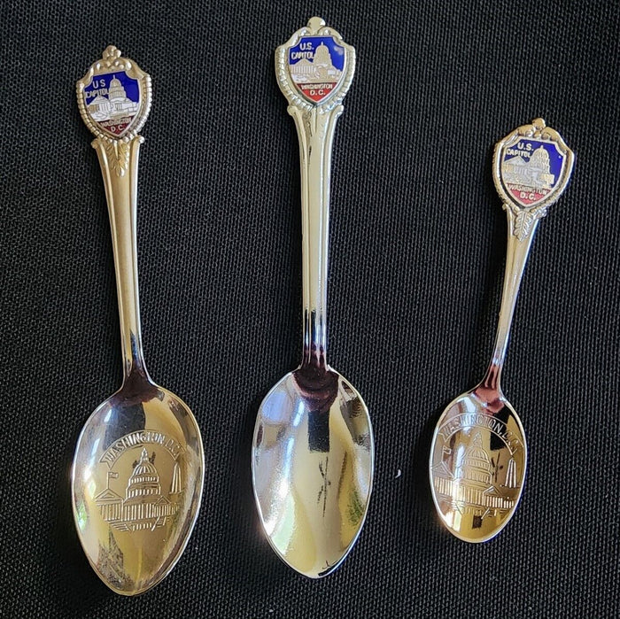 Washington DC Collectible Travel Souvenir Spoon Set of 3 USA Capital Memorabilia