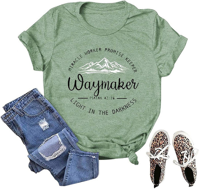 Way Maker Miracle Worker Promise Keeper Light in The Darkness T-Shirt Way Maker Shirt for Women