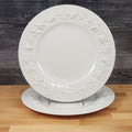 Wedgwood Cream 2 Dinner Plate Set Queens Ware 2" Embossed Rim Etruria Barlaston