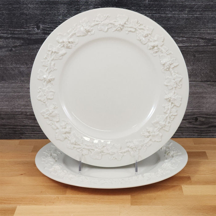 Wedgwood Cream 2 Dinner Plate Set Queens Ware 2" Embossed Rim Etruria Barlaston