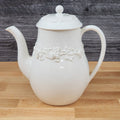 Wedgwood Cream Coffee Pot & Lid Plain Edge Embossed Queen Ware Etruria Barlaston