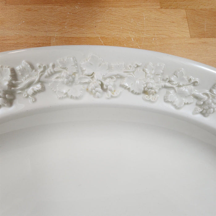 Wedgwood Cream Oval Serving Platter Embossed 14" Queens Ware Etruria Barlaston