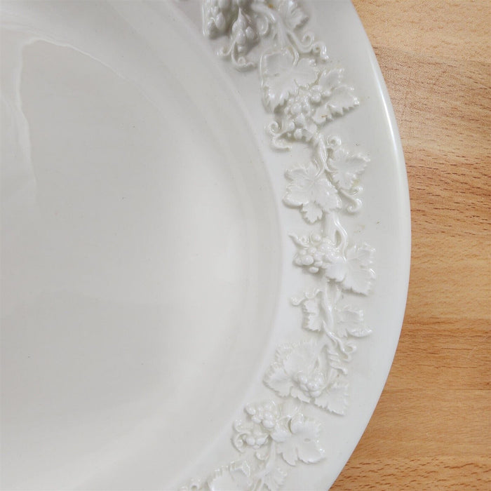 Wedgwood Cream Oval Serving Platter Embossed 14" Queens Ware Etruria Barlaston