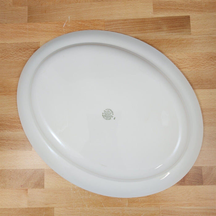 Wedgwood Cream Oval Serving Platter Embossed 14" Queens Ware Etruria Barlaston
