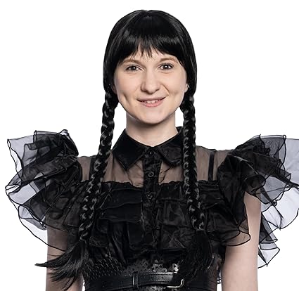 Wednesday Spooky Family Deluxe Halloween Cosplay Costume Wig - TVStoreOnline