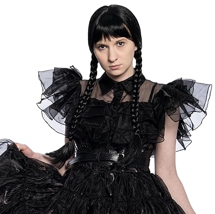 Wednesday Spooky Family Deluxe Halloween Cosplay Costume Wig - TVStoreOnline