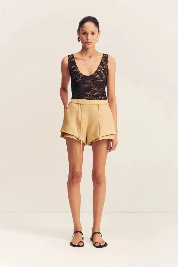Wellington Double Layer Short - Almond - SODA Fashion Haus