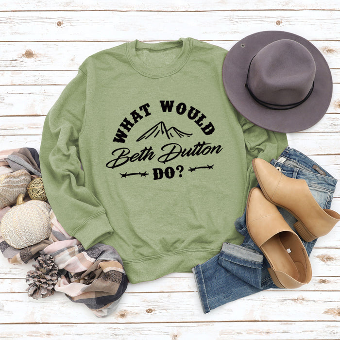 Olive green sweater (black font) / S