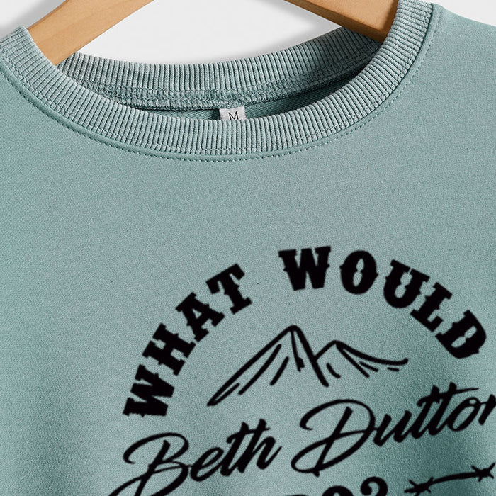 What Would Beth Duttonwish Autumn and Winter Long-sleeved Letter Casual Sweater