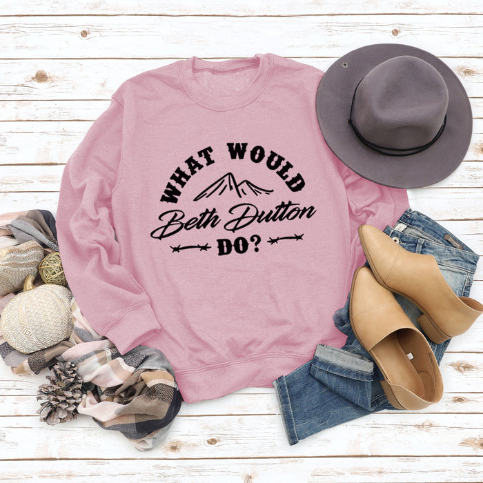 What Would Beth Duttonwish Autumn and Winter Long-sleeved Letter Casual Sweater