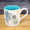 Whimsical Jellyfish Coffee Mug Marine Ocean Coral Life Cup Blue Sky Ceramic 18oz