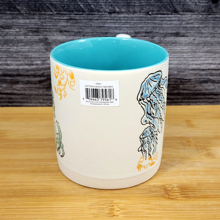 Whimsical Jellyfish Coffee Mug Marine Ocean Coral Life Cup Blue Sky Ceramic 18oz