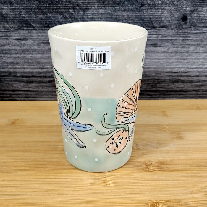 Whimsical Star Fish Coffee Mug Marine Ocean Coral Life Cup Blue Sky Ceramic 18oz