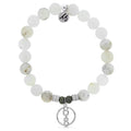 White Chalcedony Stone Bracelet with Connection Sterling Silver Charm