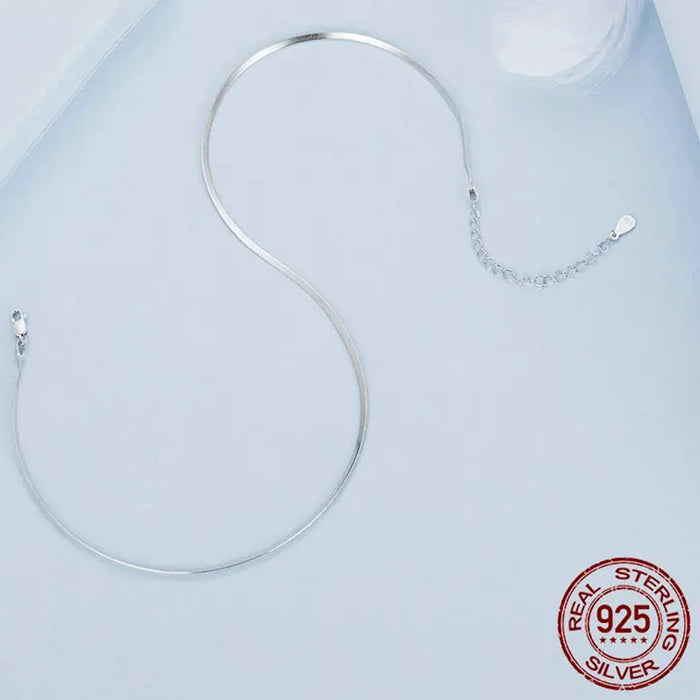 White Gold Plated Dainty Choker Necklace for Women Girls, 925 Sterling Silver Snake Chain Necklace Fashion Jewelry