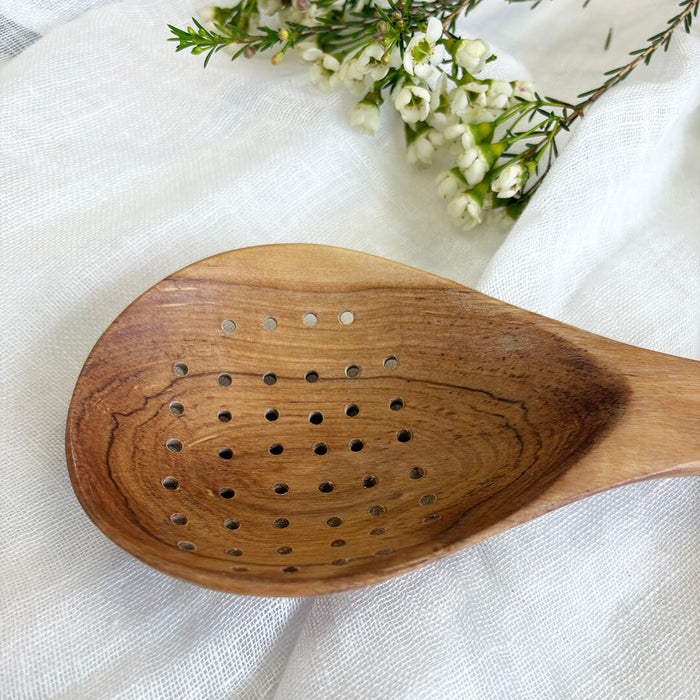Wild Olive Wood Slotted Spoon