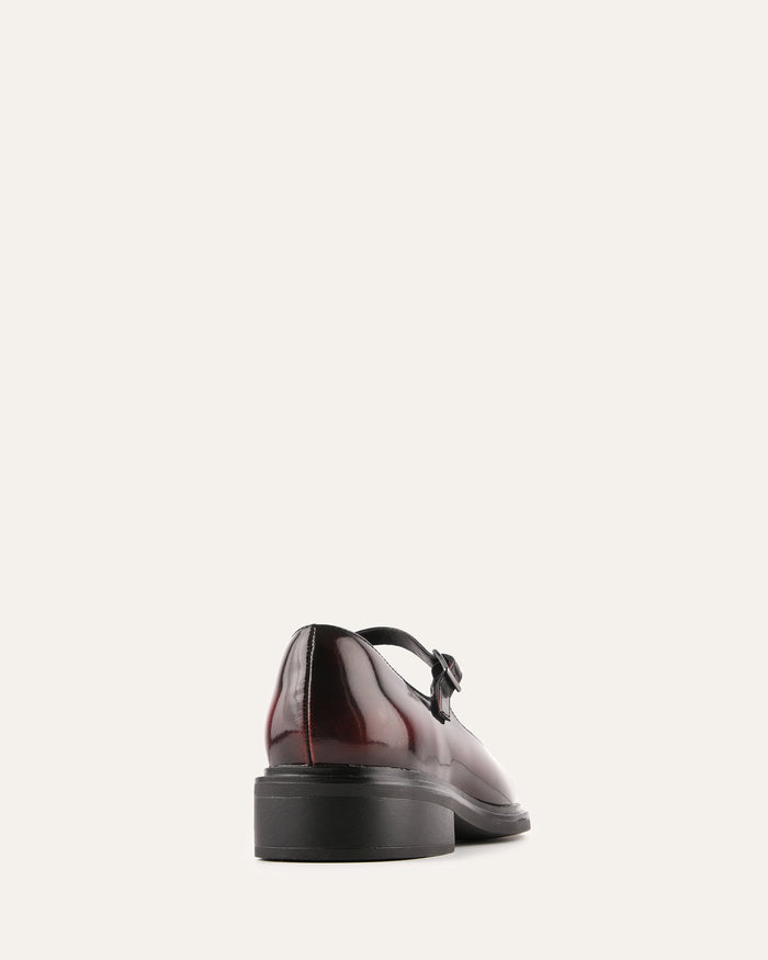 Black dress shoe on a white background