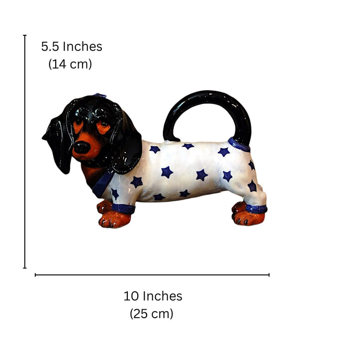 Willie Dachshund Dog Teapot Animal Ceramics Tea Pot Decor Blue Sky Corneille