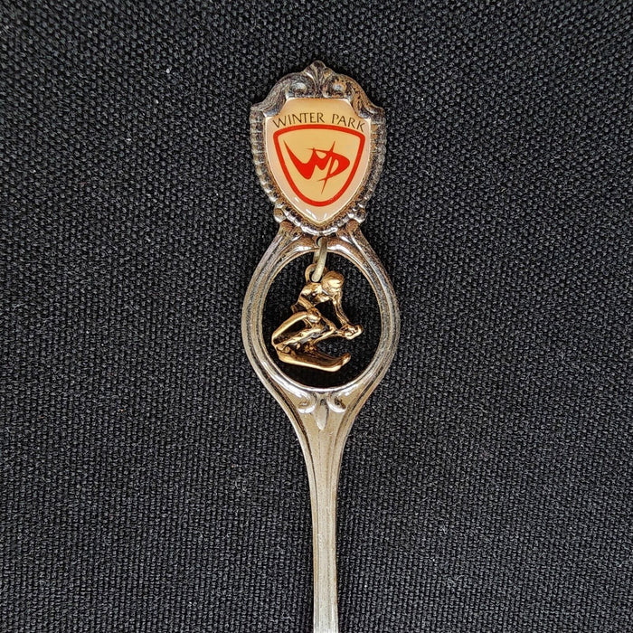 Winter Park Collectible Souvenir Spoon 4.5" (11cm) with Down Hill Skier Dangler
