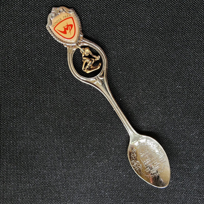 Winter Park Collectible Souvenir Spoon 4.5" (11cm) with Down Hill Skier Dangler