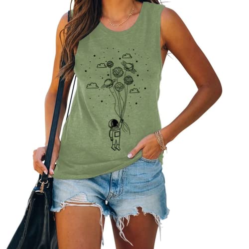 Women Astronaut Space Universe Lover Tank Tops Shirt