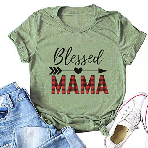 Women Blessed Mama T-Shirt Mama Shirt
