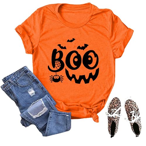Women Boo T-Shirt Trick or Treat Funny Shirt Halloween Tee Shirt