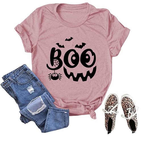 Women Boo T-Shirt Trick or Treat Funny Shirt Halloween Tee Shirt