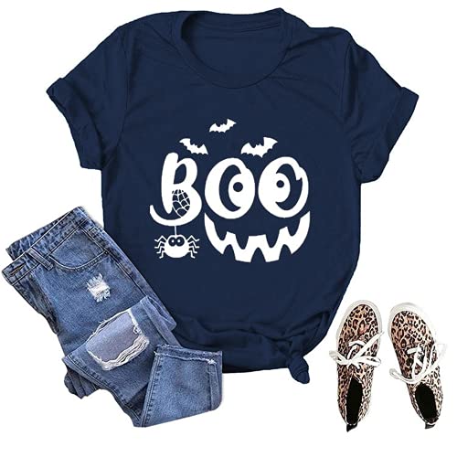 Women Boo T-Shirt Trick or Treat Funny Shirt Halloween Tee Shirt