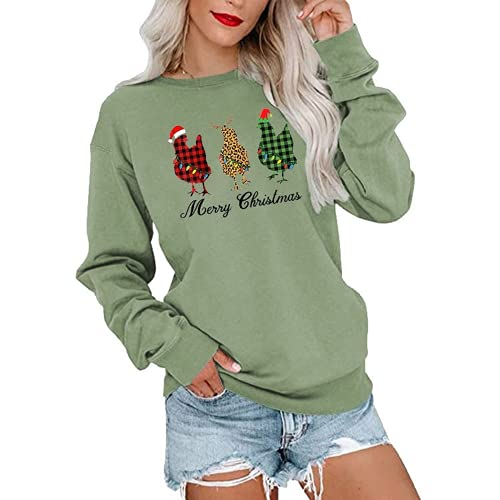 Women Buffalo Plaid Christmas Chicken Sweatshirt Merry Christmas Shirt