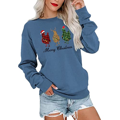 Women Buffalo Plaid Christmas Chicken Sweatshirt Merry Christmas Shirt