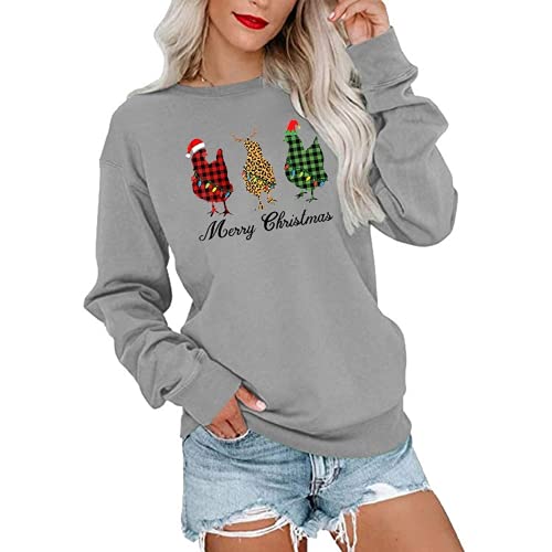 Women Buffalo Plaid Christmas Chicken Sweatshirt Merry Christmas Shirt