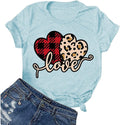 Women Buffalo Plaid & Leopard Love T-Shirt Valentine's Day Shirt