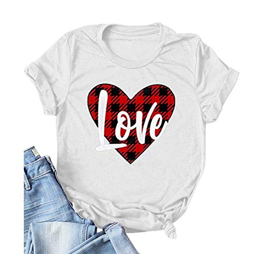 Women Buffalo Plaid Love T-Shirt Valentine's Day Shirt