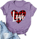Women Buffalo Plaid Love T-Shirt Valentine's Day Shirt