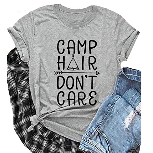 Women Camp Hair Don't Care T-Shirt Camping Shirt