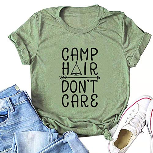 Women Camp Hair Don't Care T-Shirt Camping Shirt