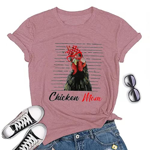 Women Chicken Mom T-Shirt Funny Chicken Shirt Mom Life Shirt