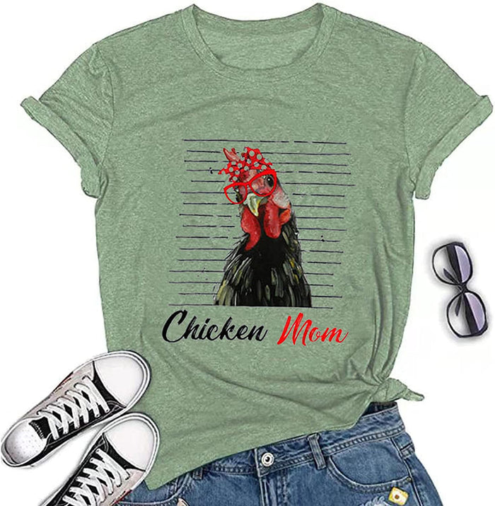 Women Chicken Mom T-Shirt Funny Chicken Shirt Mom Life Shirt