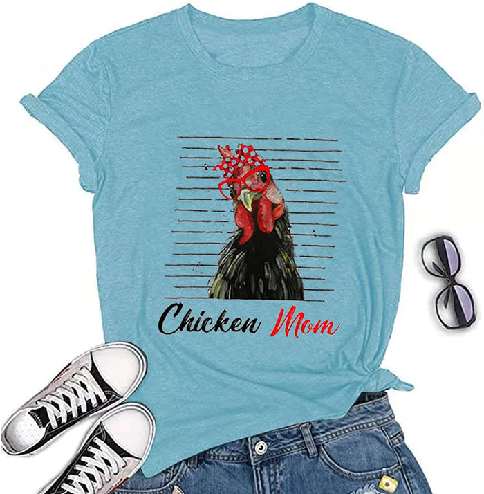 Women Chicken Mom T-Shirt Funny Chicken Shirt Mom Life Shirt