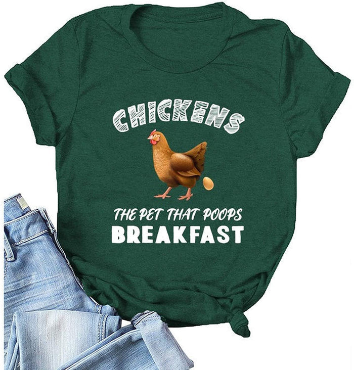 Women Chickens The That Poops Breakfast T-Shirt Cute Chicken Buffs Tee Gift